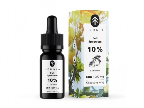 Hemnia Full Spectrum CBD MCT Olio di cocco 10%, 1000 mg, 10 ml, limone